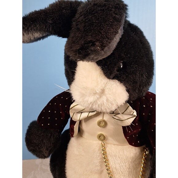 Applause VTG 1986 AFTER EIGHT Rabbit Plush Stuffed Animal Toy Tuxedo Bow Chain - Picture 9 of 12